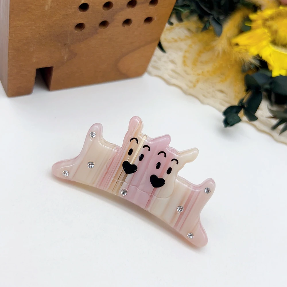 02882 好啊商店 醋酸狗狗边夹-粉色 长度5.4cm左右