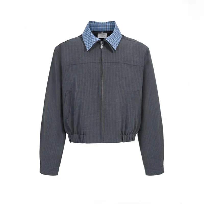 假两件可拆卸双层领夹克男秋冬季cleanfit高级感正肩短款外套