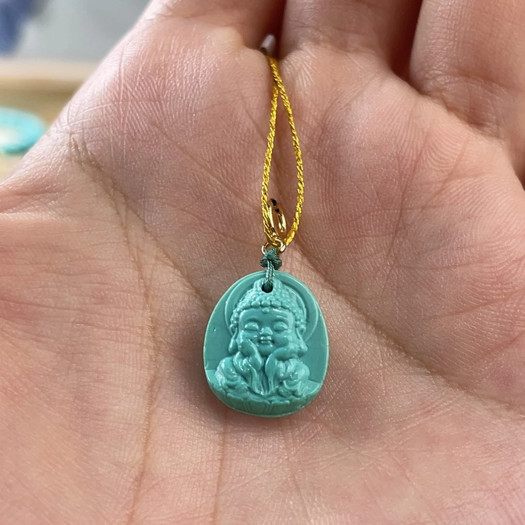 未镶嵌绿松石手串玉化宝宝佛侧挂卡12.6