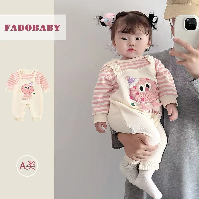 婴儿衣服春秋衣服幼儿连体衣洋气百天小月龄外出哈衣爬服