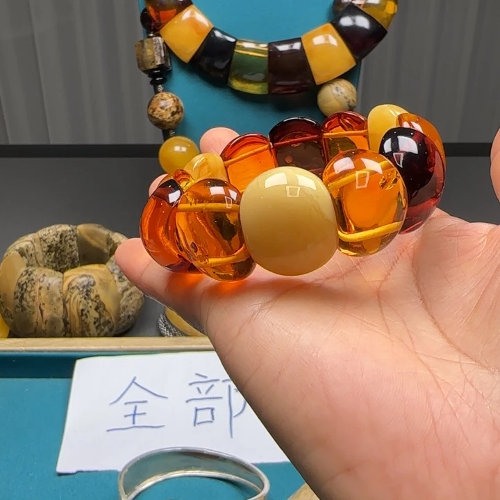 琥珀未镶嵌手链波兰设计款琥珀蜜蜡