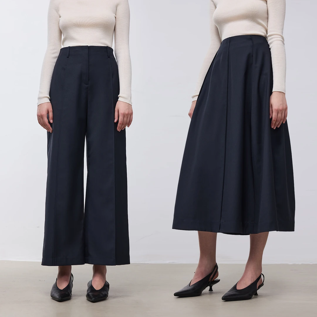 MARIUS【琥珀流光风】"花朵裙"澳洲美利奴羊毛混纺九分裤/半身裙