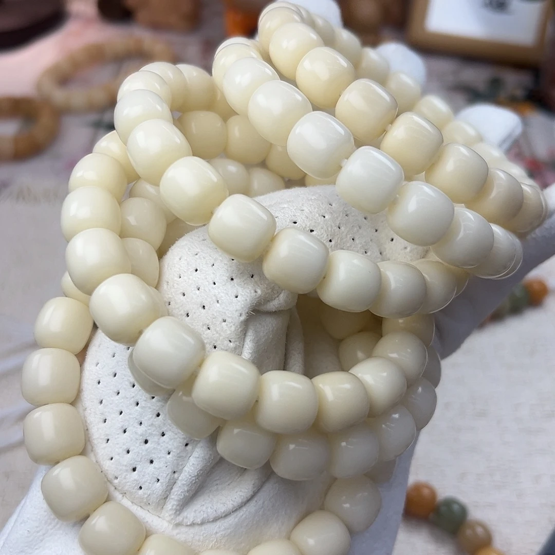 吊坠菩提根/象牙果29.9干磨正方形天然骨瓷白发一条