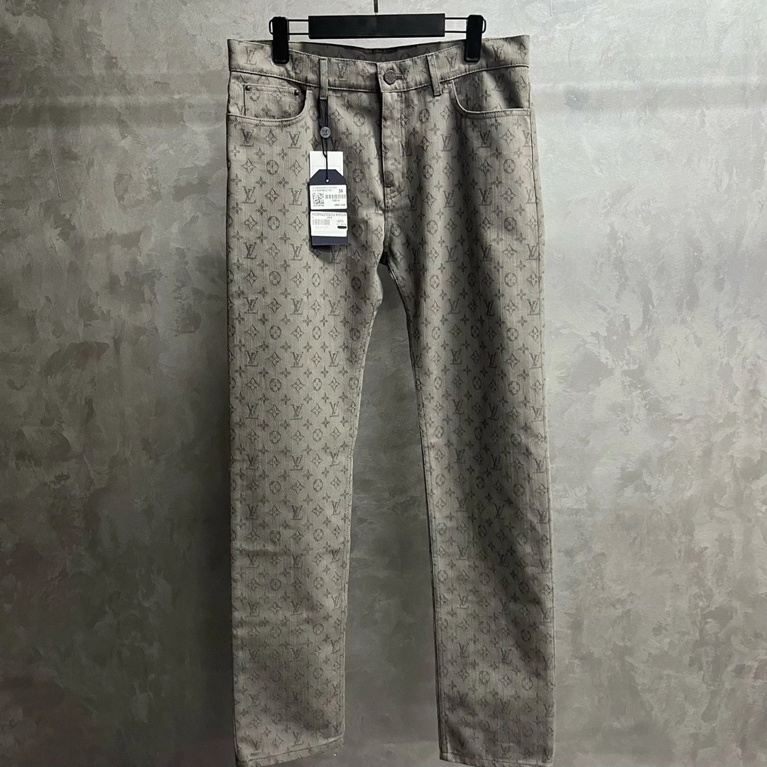 未使用 LouisVuitton/路易威登 灰色纯色满印直筒休闲牛仔裤/34