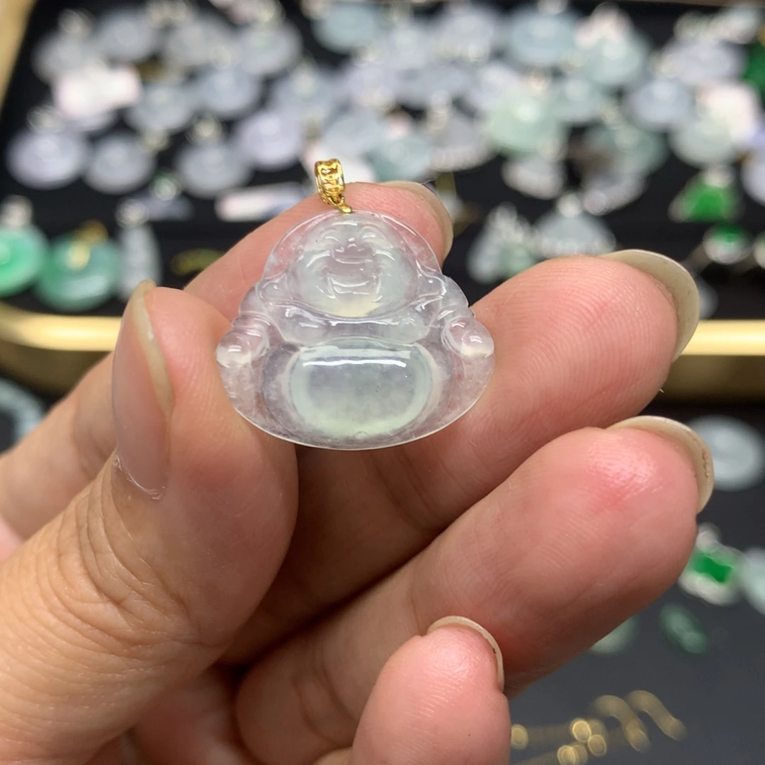 吊坠(不含链)18K金镶嵌翡翠?*有纹袭