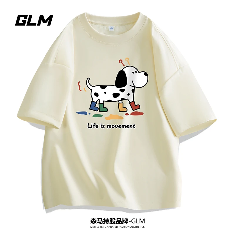 GLM情侣纯棉短袖T恤衫休闲夏季小众男士打底体恤百搭时尚圆领半袖