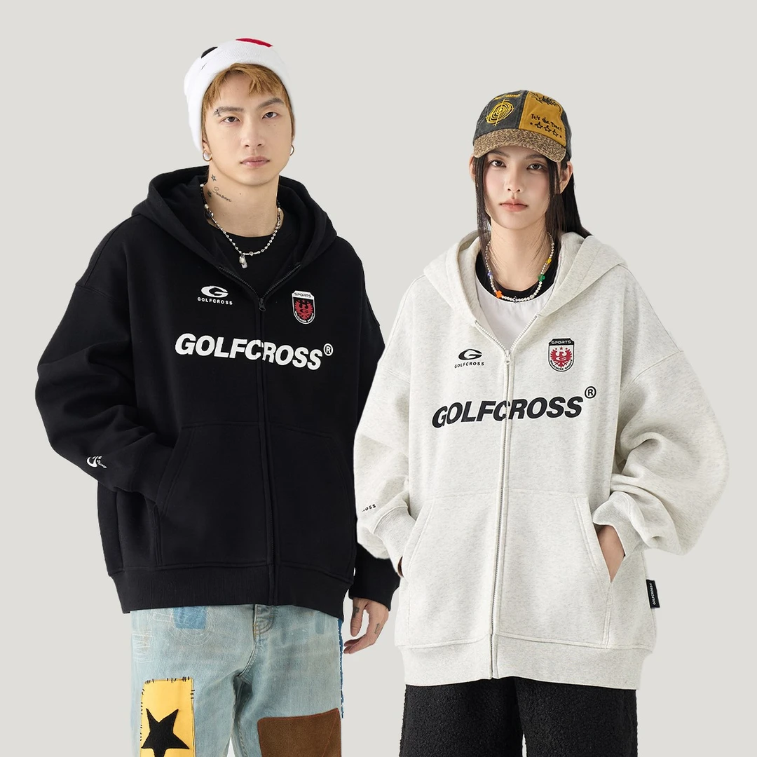 GOLFCROSS春季新款开衫简约百搭运动潮流时尚卫衣男女同款外套