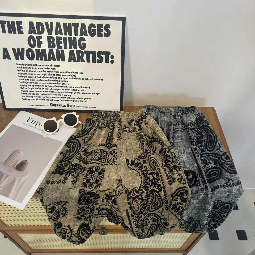 【凉凉裤】2025夏季防蚊裤新款灯笼裤男女童碎花满印休闲裤