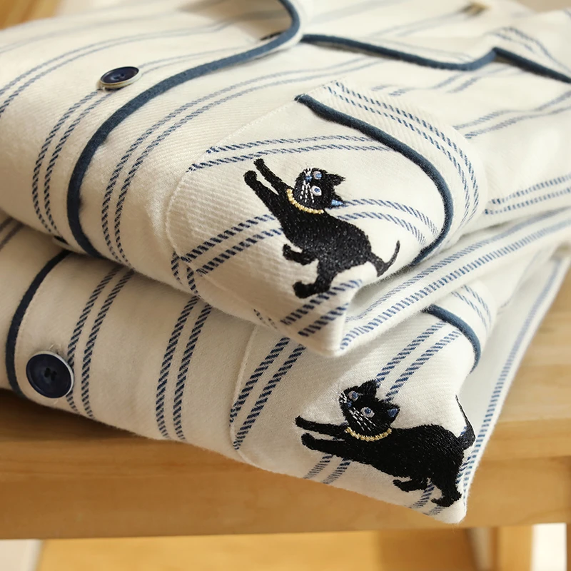 【专属】秋冬情侣纯棉磨毛睡衣绒布翻领保暖长袖家居服套装258514