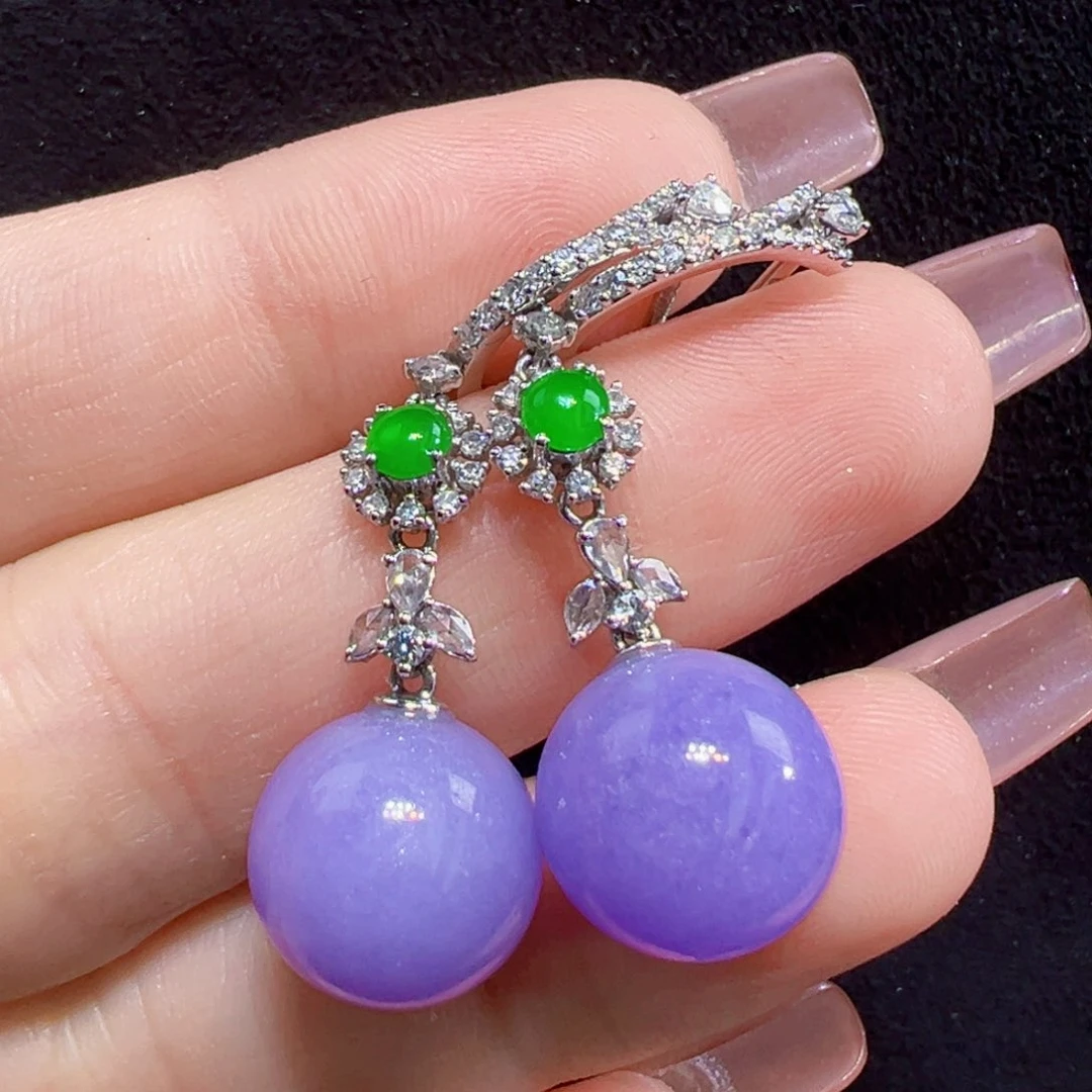 翡翠耳饰18K金镶嵌耳坠