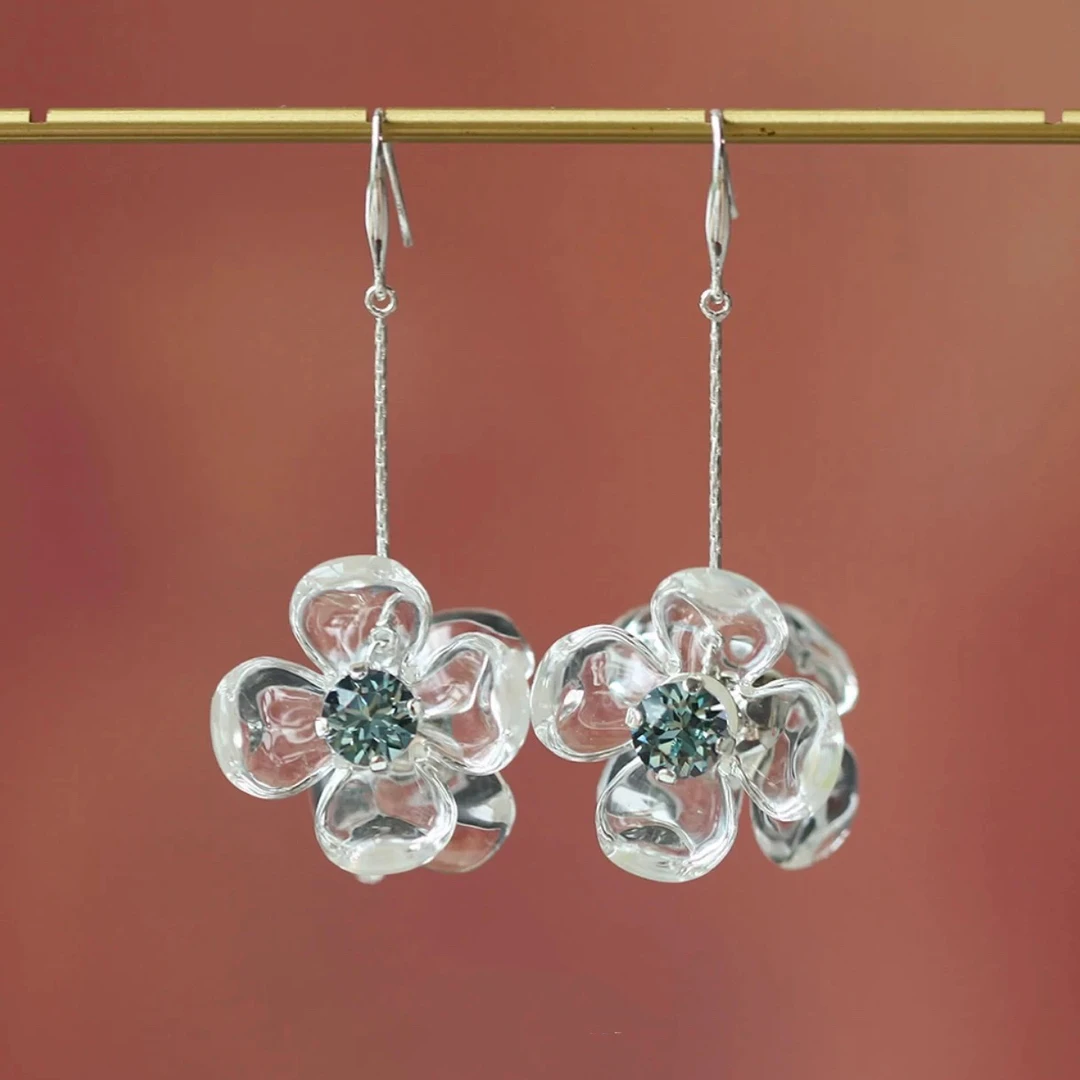 铜合金树脂耳饰 新款黄铜法式复古小众设计感独特气质耳饰064