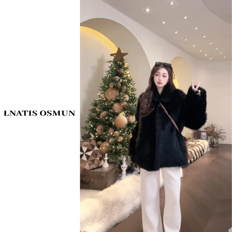 LNATIS OSMUN  |  黑巧暮雪 托斯卡纳皮毛一体外套52363