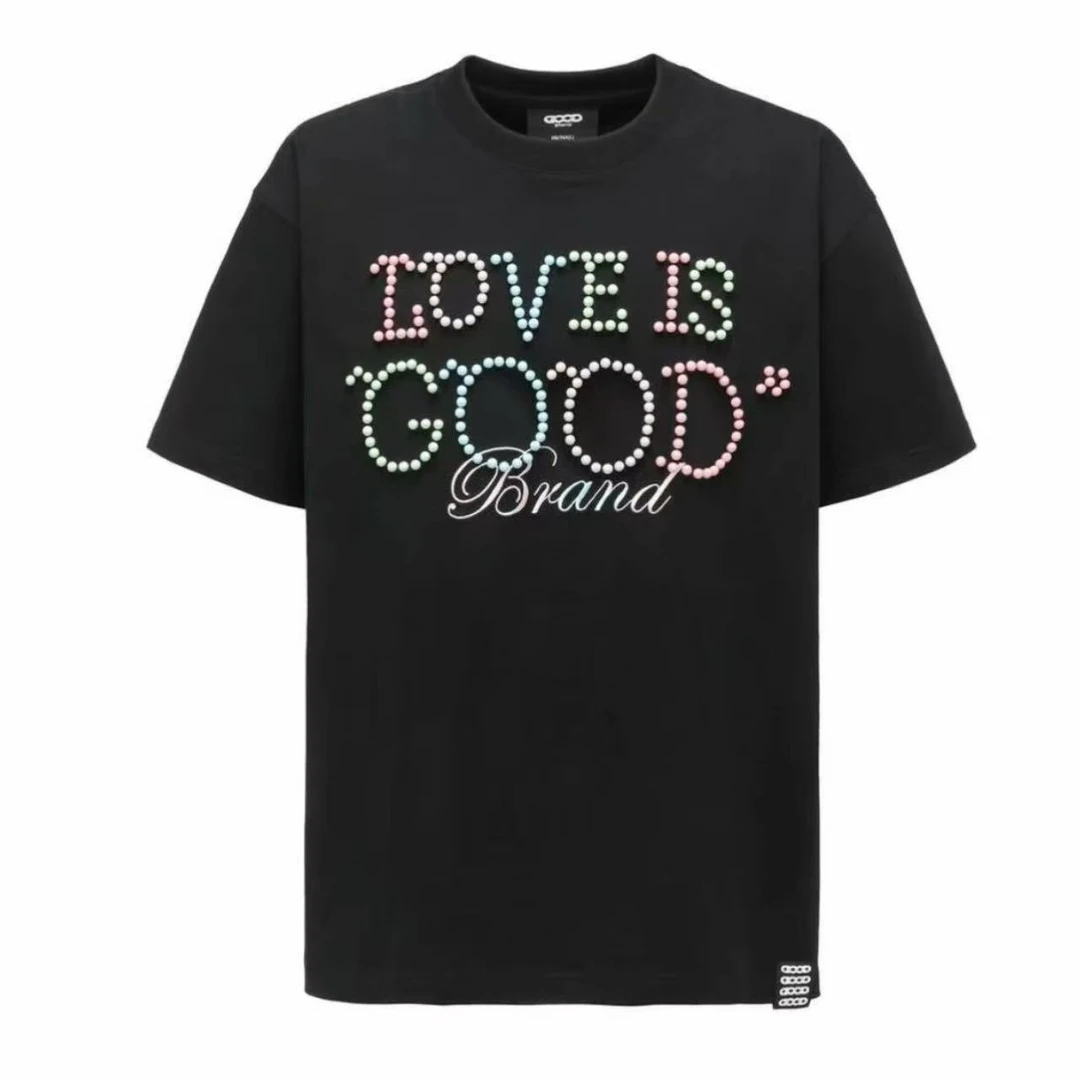 马卡龙【男女情侣款】GOODBRAND 2025S珍珠重工款T