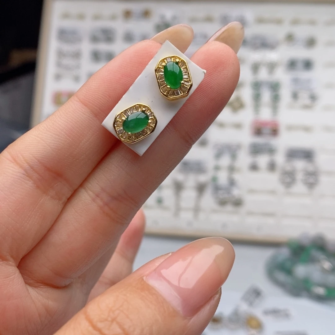 翡翠银S925镶嵌戒指天然翡翠