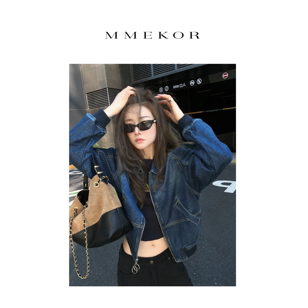 MMEKOR“费里假日”外套 2025新款秋款普赛克丹宁通勤上衣 30162