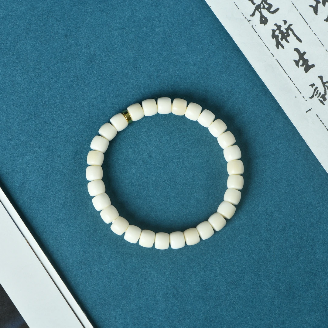 白玉菩提精工直切老籽6x7老型珠手链