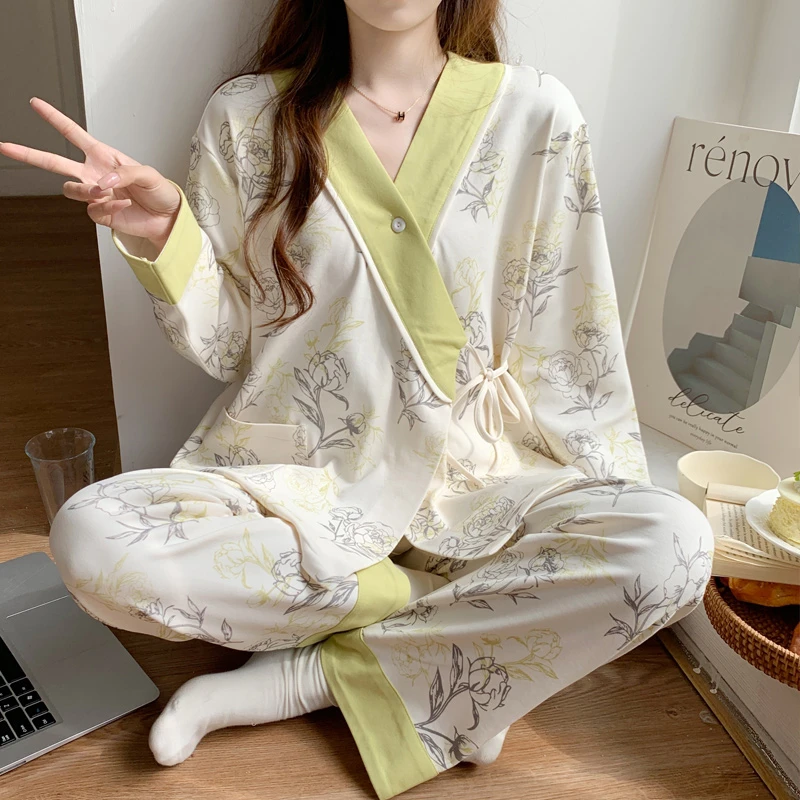 【新中式】月子服春夏季薄款产后坐月哺乳喂奶孕妇睡衣家居长袖套装