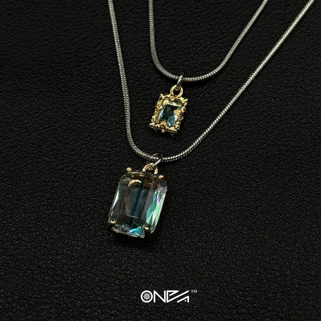 钛钢项链 ONEPART新号开播福利 马尔代夫蓝锆石mini铠甲项链