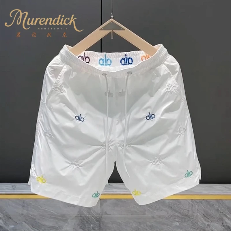 男生夏季休闲短裤时尚宽松潮牌直筒裤子轻奢气质五分裤刺绣沙滩裤