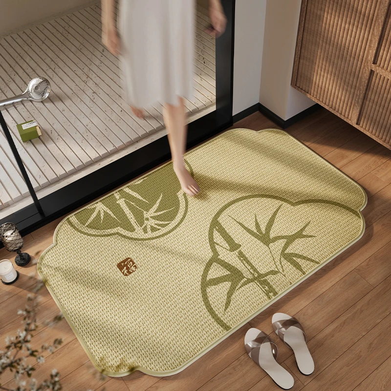 亚麻编织浴室地垫卫生间吸水垫门口防滑垫子脚垫洗手间进门垫地毯