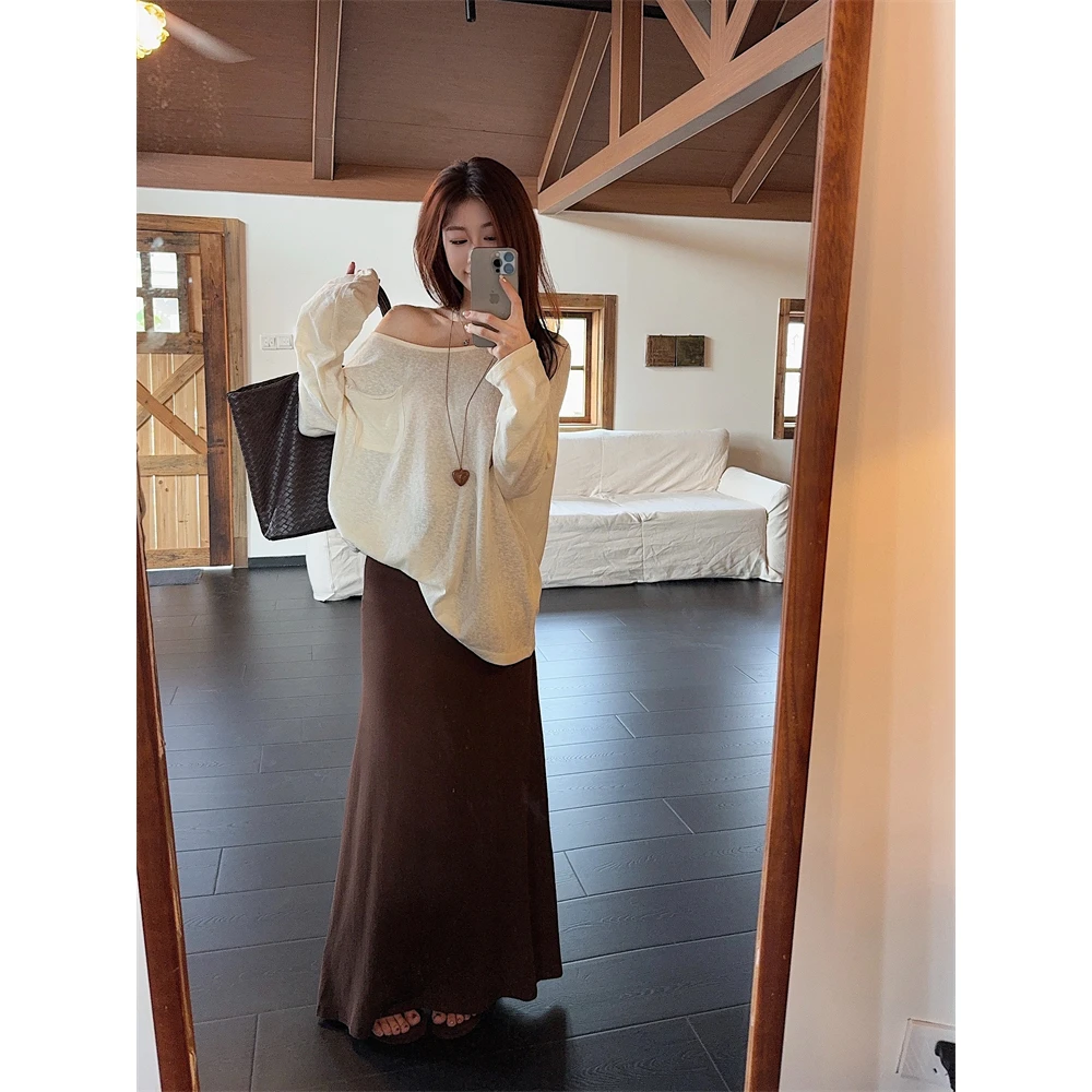 松弛慵懒时尚套装女夏季2025新款长袖防晒上衣抽绳半身裙两件套潮