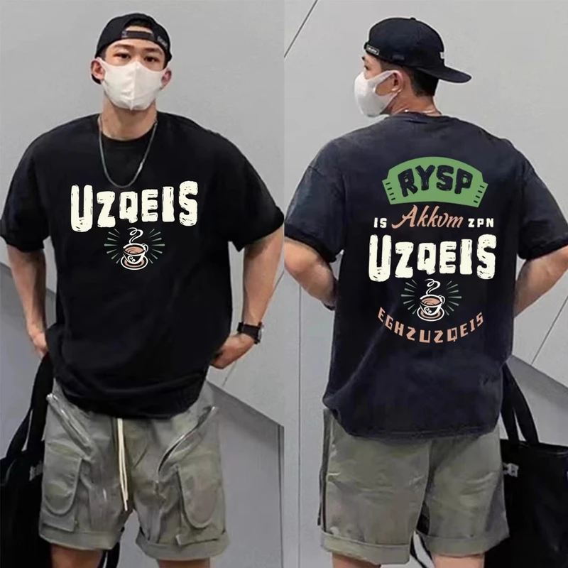 重磅纯棉短袖宽松圆领T恤男夏季新款休闲百搭印花t恤高级感男装