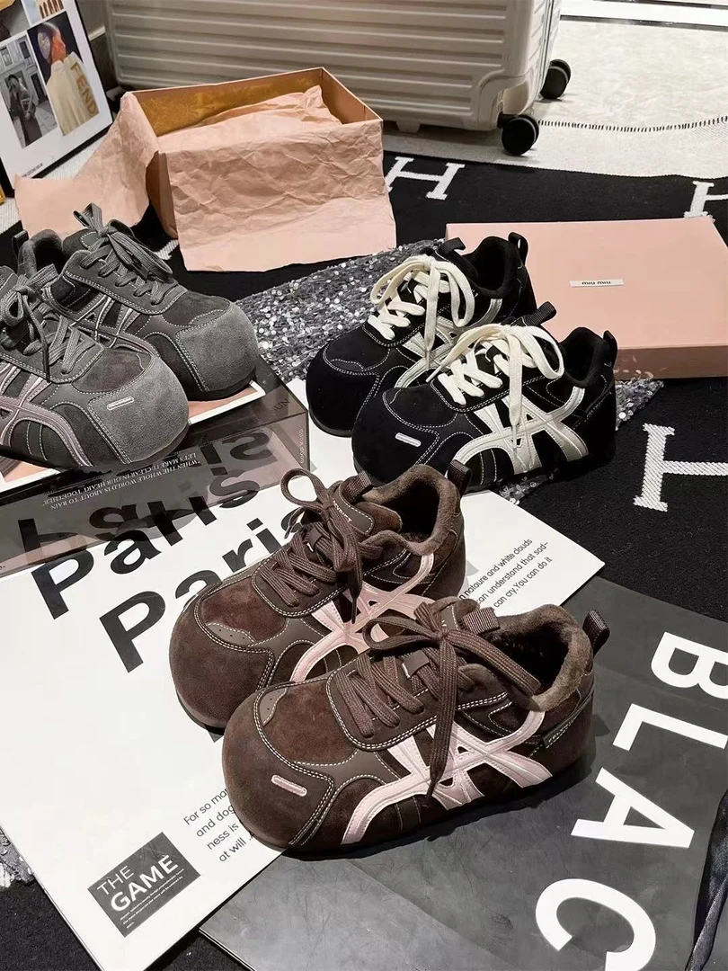 韩版ins跟高4公分系带女鞋