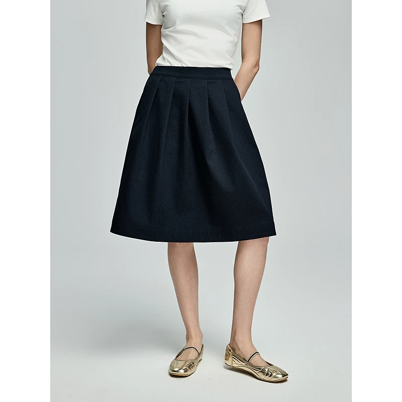 初棉【上新】MIU系知识分子风棉感花苞半身裙显瘦休闲362617016