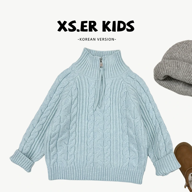 【小首尔】现货-qc7男女童韩系针织衫冬季时尚百搭宽松毛衣HBB6615
