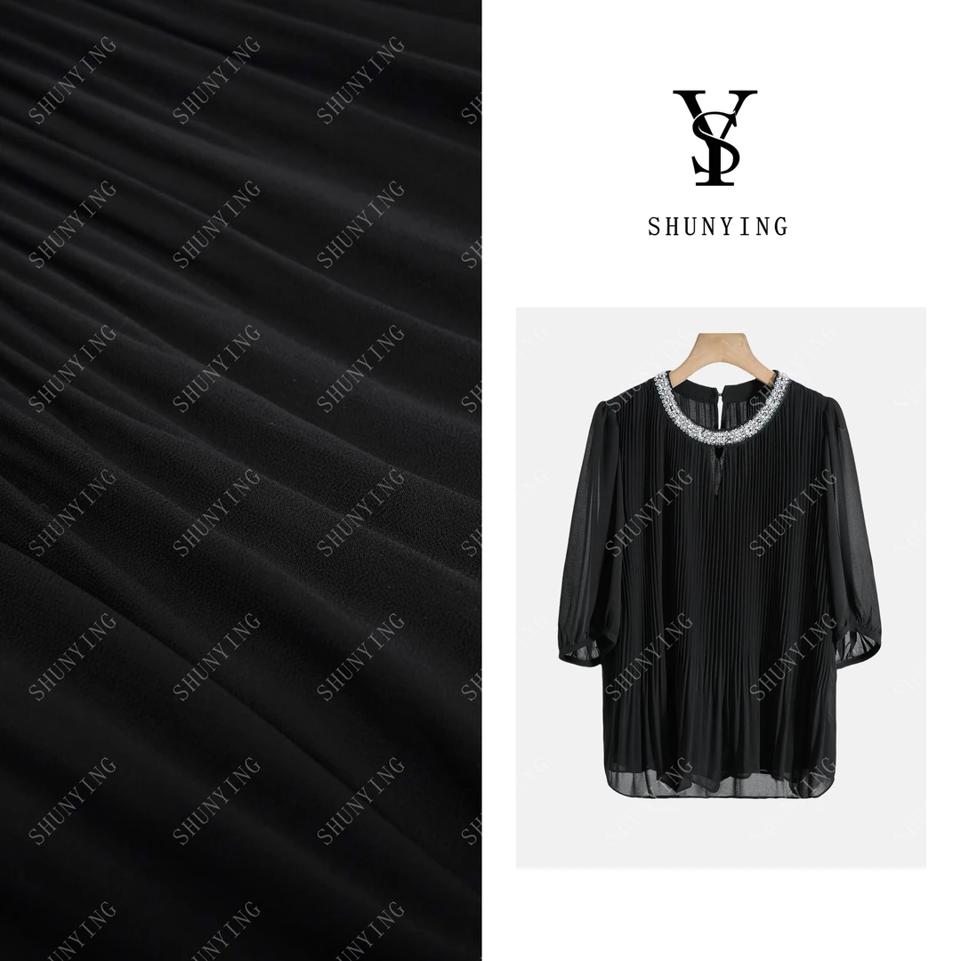 【仟娜】洋气减龄~简约百搭时尚气质百褶遮肉显瘦衬衫SY71C9251