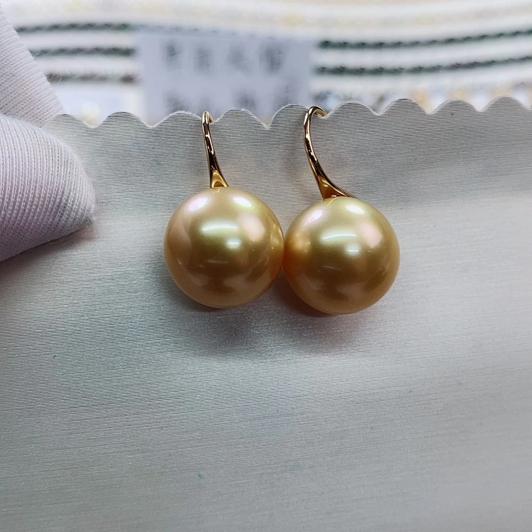 18K金镶嵌耳饰海水珍珠12-13