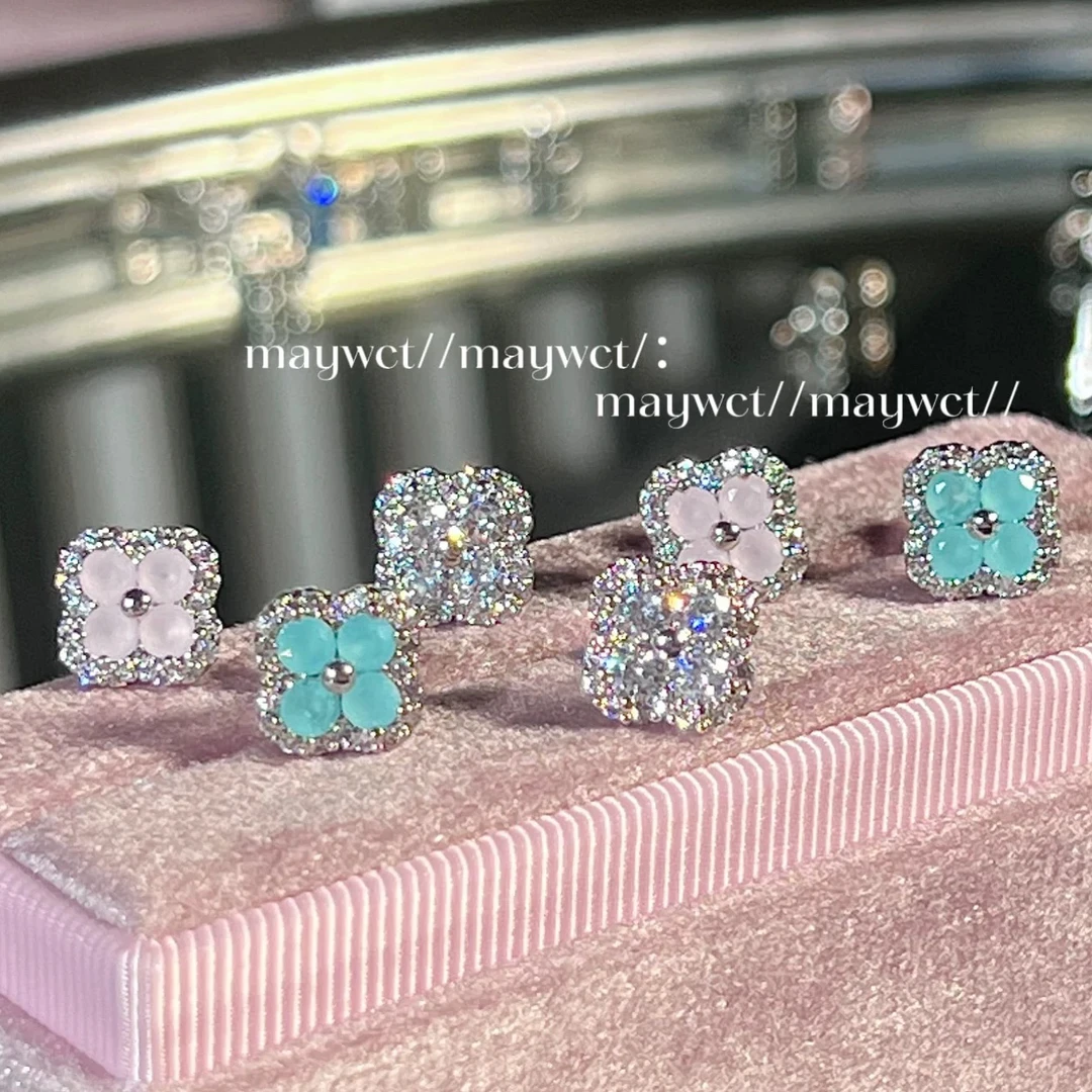 铜合金耳饰 3对装时尚幸运草耳钉超致耳骨钉小众轻奢耳饰F1905