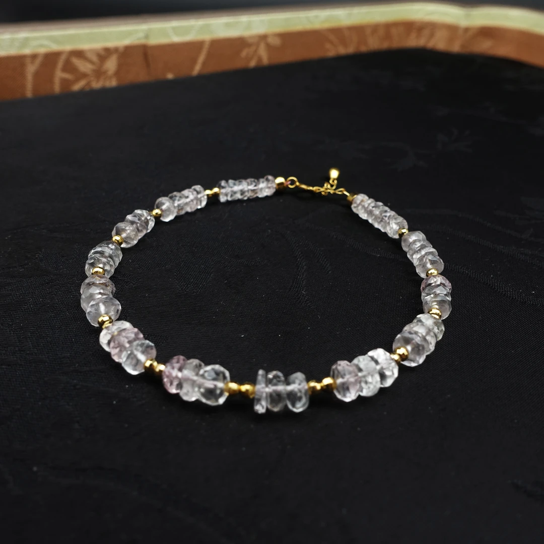 JUSTARRY【盈盈】18k金天然摩根石切角手链气质（定位扣非18k金）