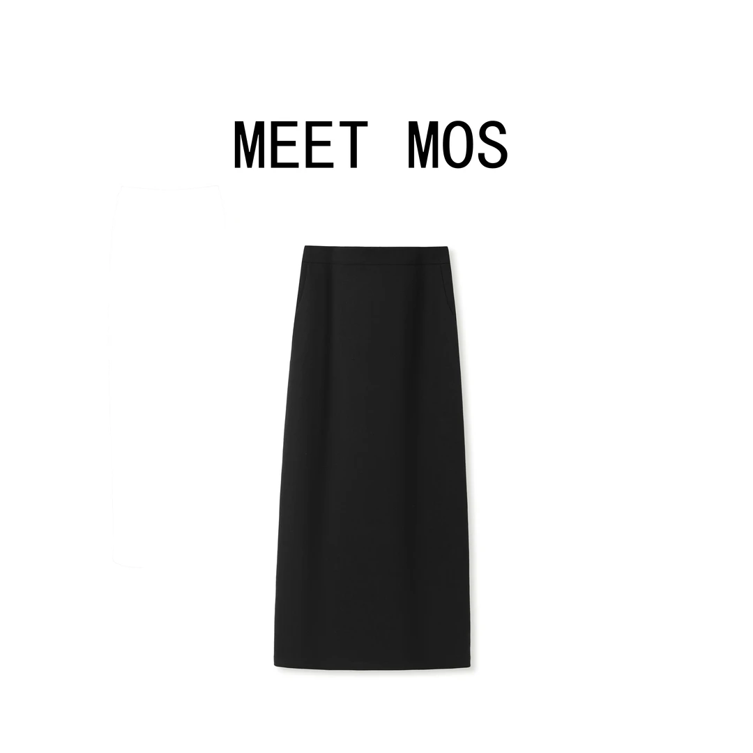 MEET MOS【高个子卫裙焕新版】中高腰春夏简约显瘦百搭拉链款开叉