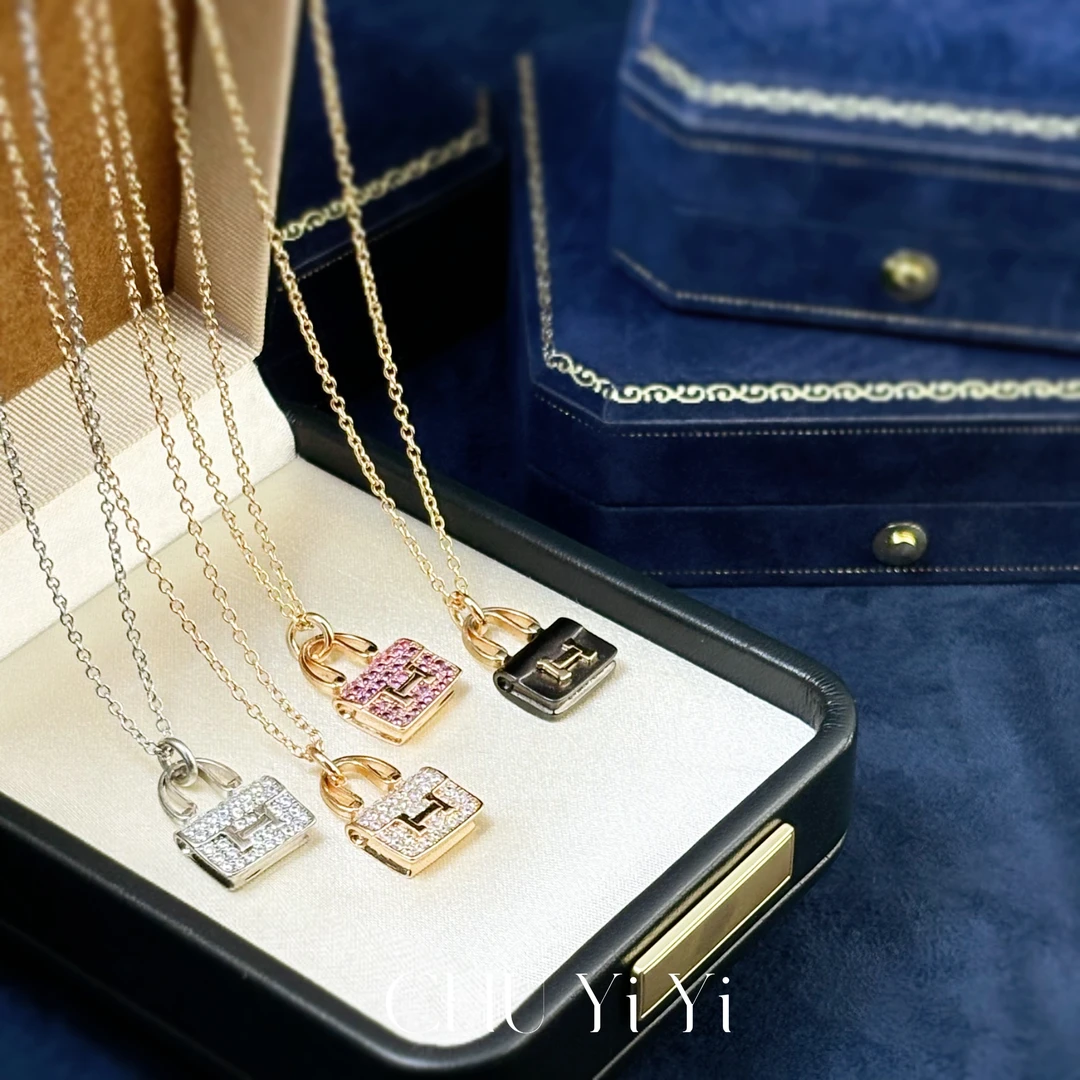 坠链均925银合成锆石 字母H简约时尚小众包包项链AL078B/AL416