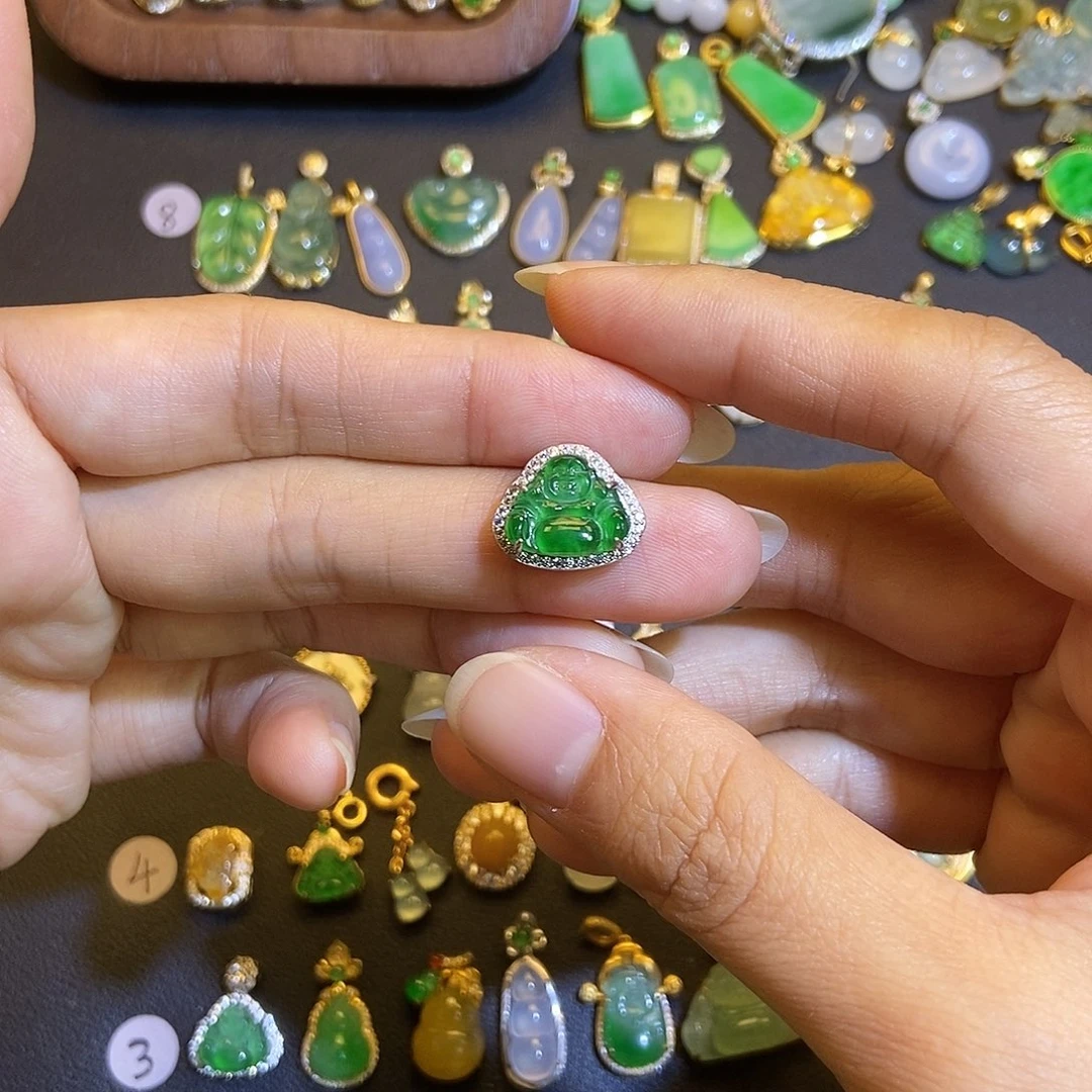 翡翠银S925镶嵌吊坠(不含链)