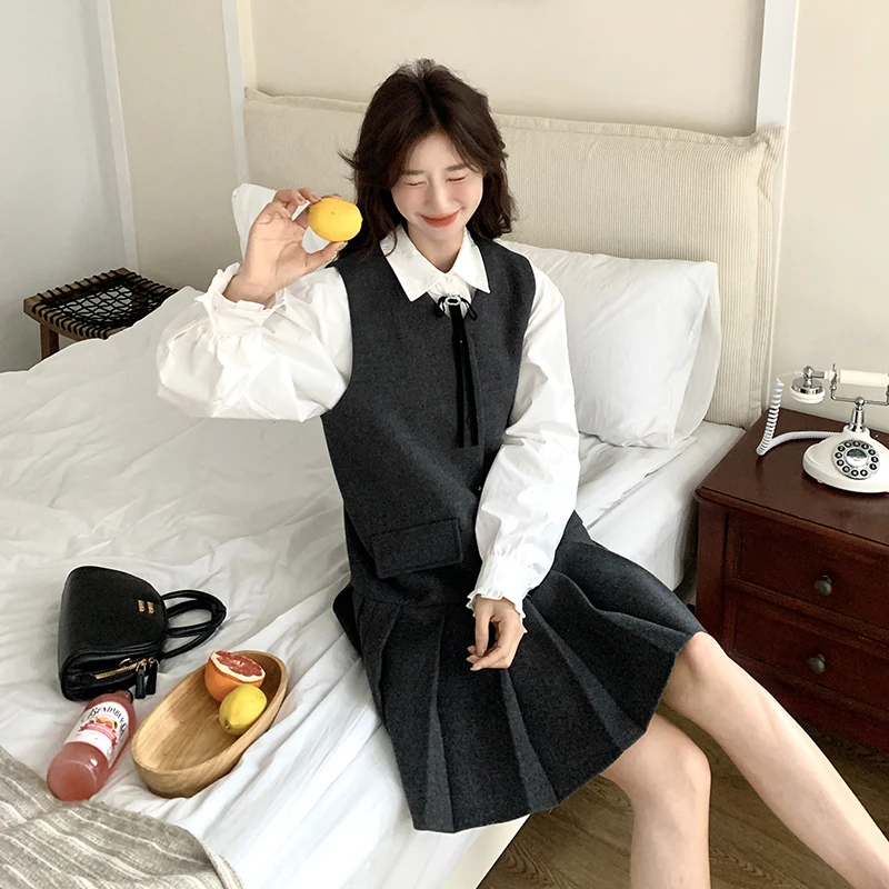 2025春装新款大码女装假两件套连衣裙胖mm小个子显瘦百褶衬衣裙女