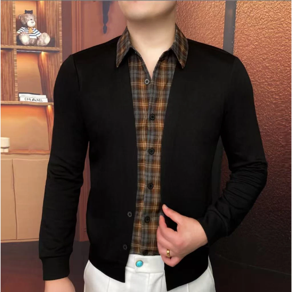 《绅士风度》2025秋季开衫外套商务潮流百搭长袖帅气假两件男士1