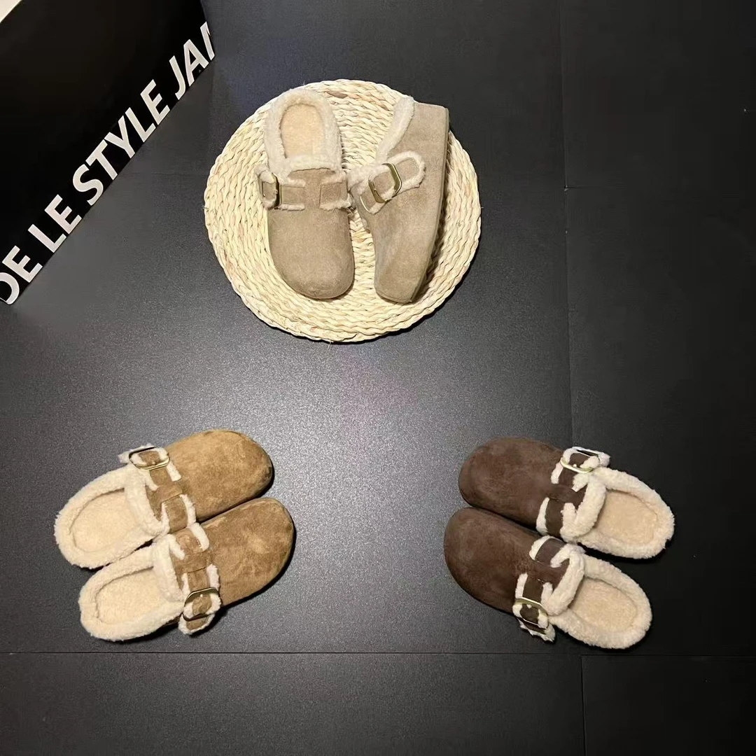 2025年秋冬季新款气质百搭时尚网红素面复古爆款轻奢加绒半包单鞋