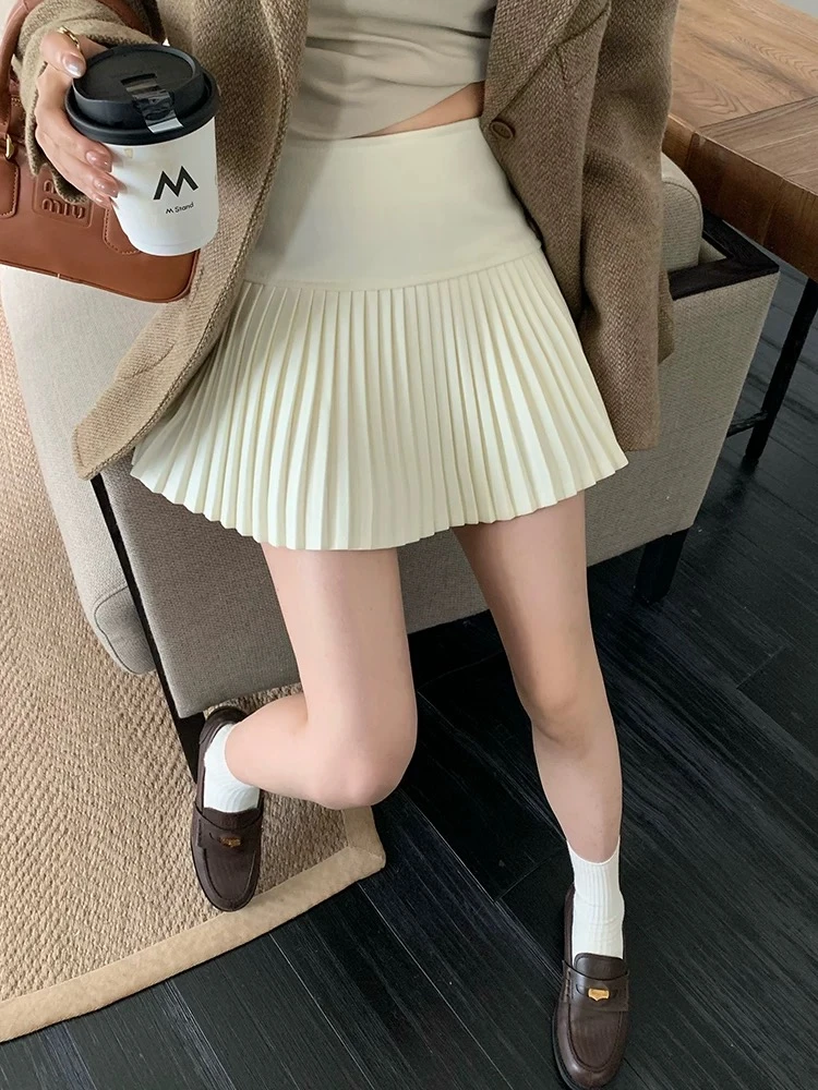 【东南西北】短裙O型高腰百褶裙A字裙女半身裙防走光A字裙子百搭