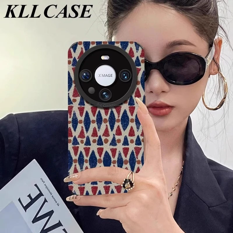 【进口小羊皮】适用华为mate70pro手机壳满屏涂鸦三角彩绘m60pro+女