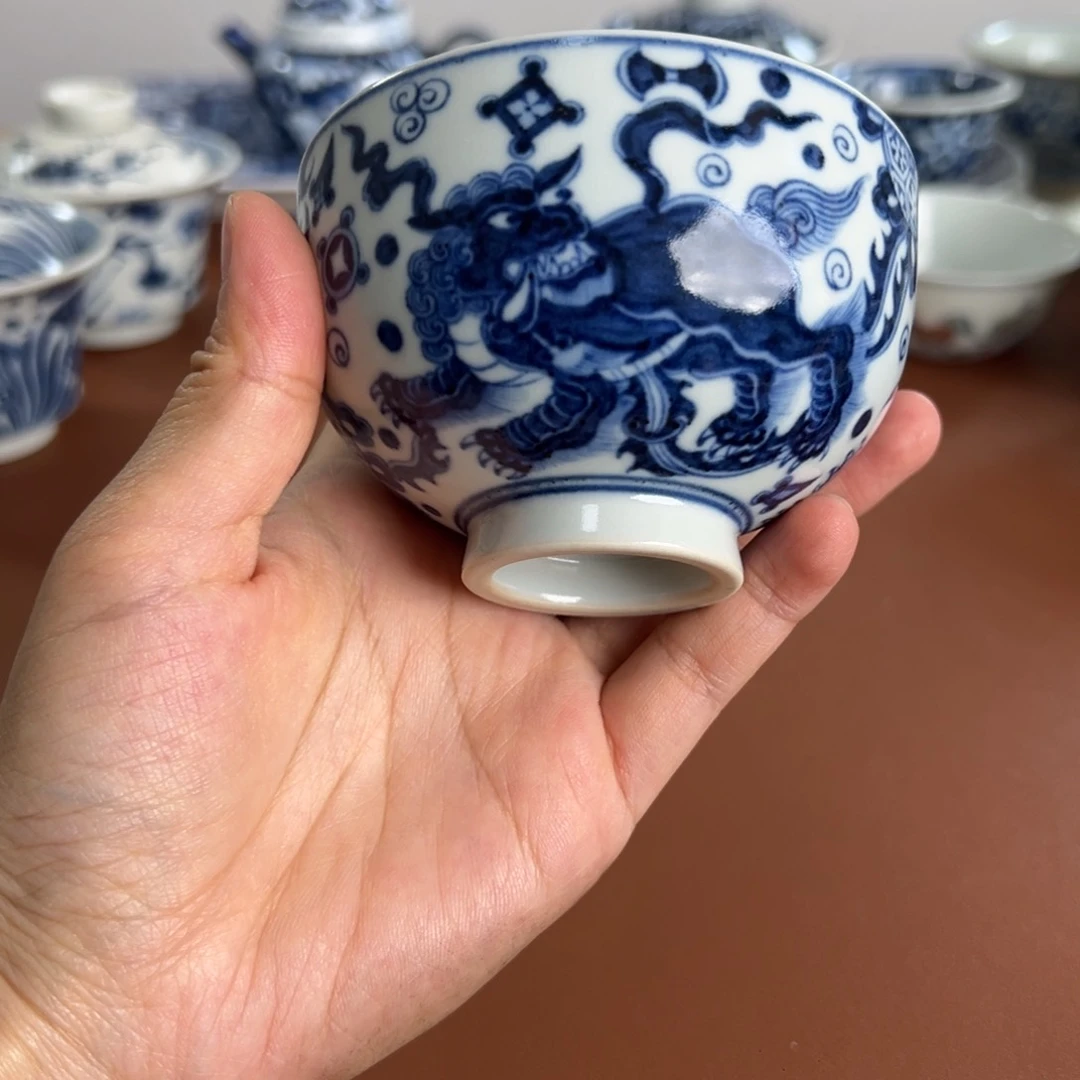 微瑕福利狮子绣球鸡心杯