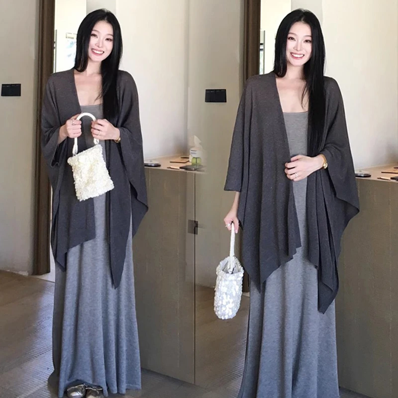 时尚孕妇夏季套装2025新款法式高级感针织开衫孕期吊带连衣裙套装