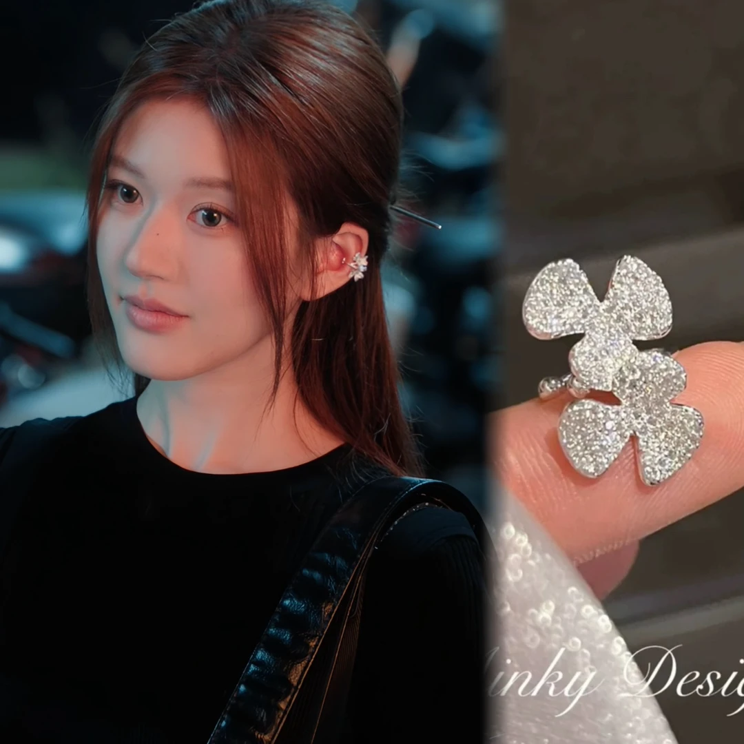 铜合金耳饰 「慵懒定格」许我耀眼赵露思同款爆闪花朵耳饰耳骨夹