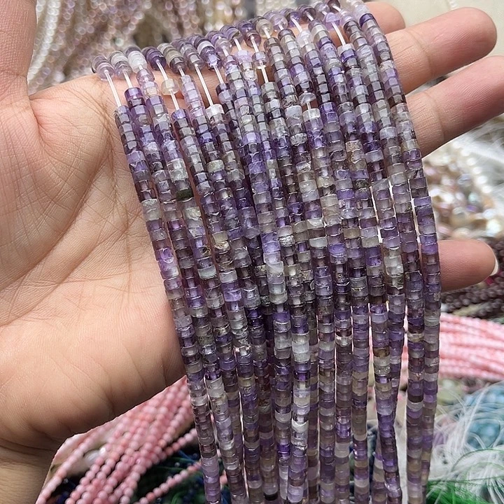 玛瑙/玉髓未镶嵌珠宝半成品一条4/2mm左右紫晶直切
