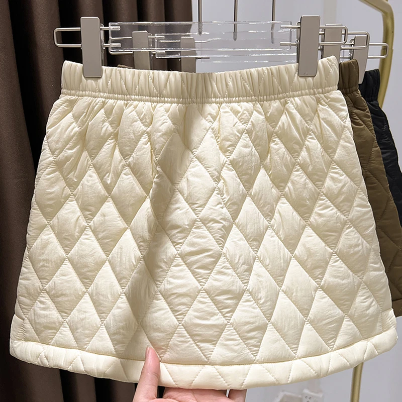 内搭秋冬季设计感加厚半身裙菱格夹棉防走光高腰显瘦包臀短裙女