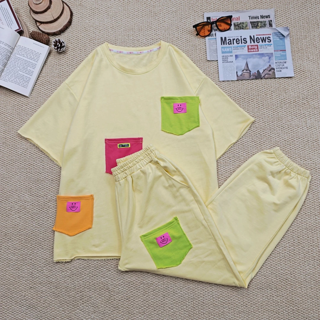 2025夏季新款时尚百搭休闲卡通印花短袖套装0889