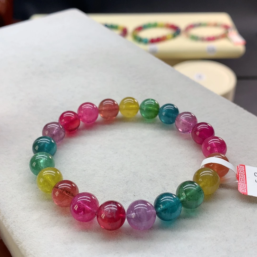 【闪购商品】未镶嵌手链碧玺彩虹色标单圈9.2