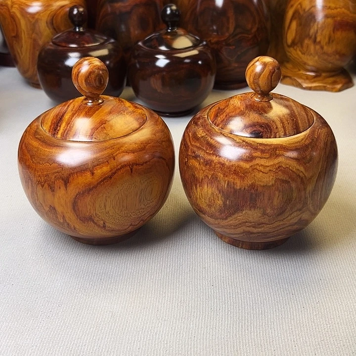曦*月越南黄花梨茶叶罐一对