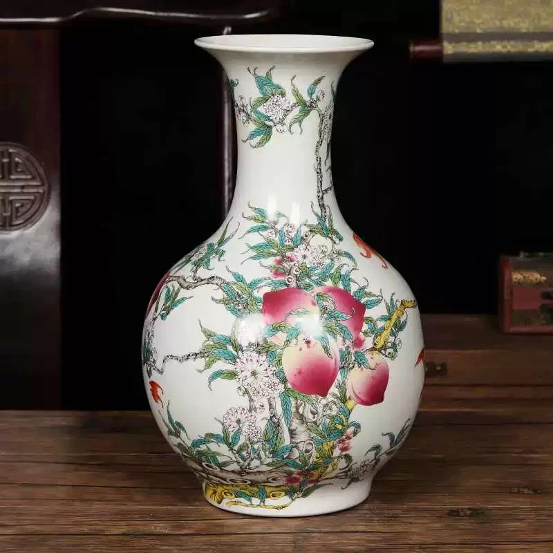 景德镇高温陶瓷桃子赏瓶一只